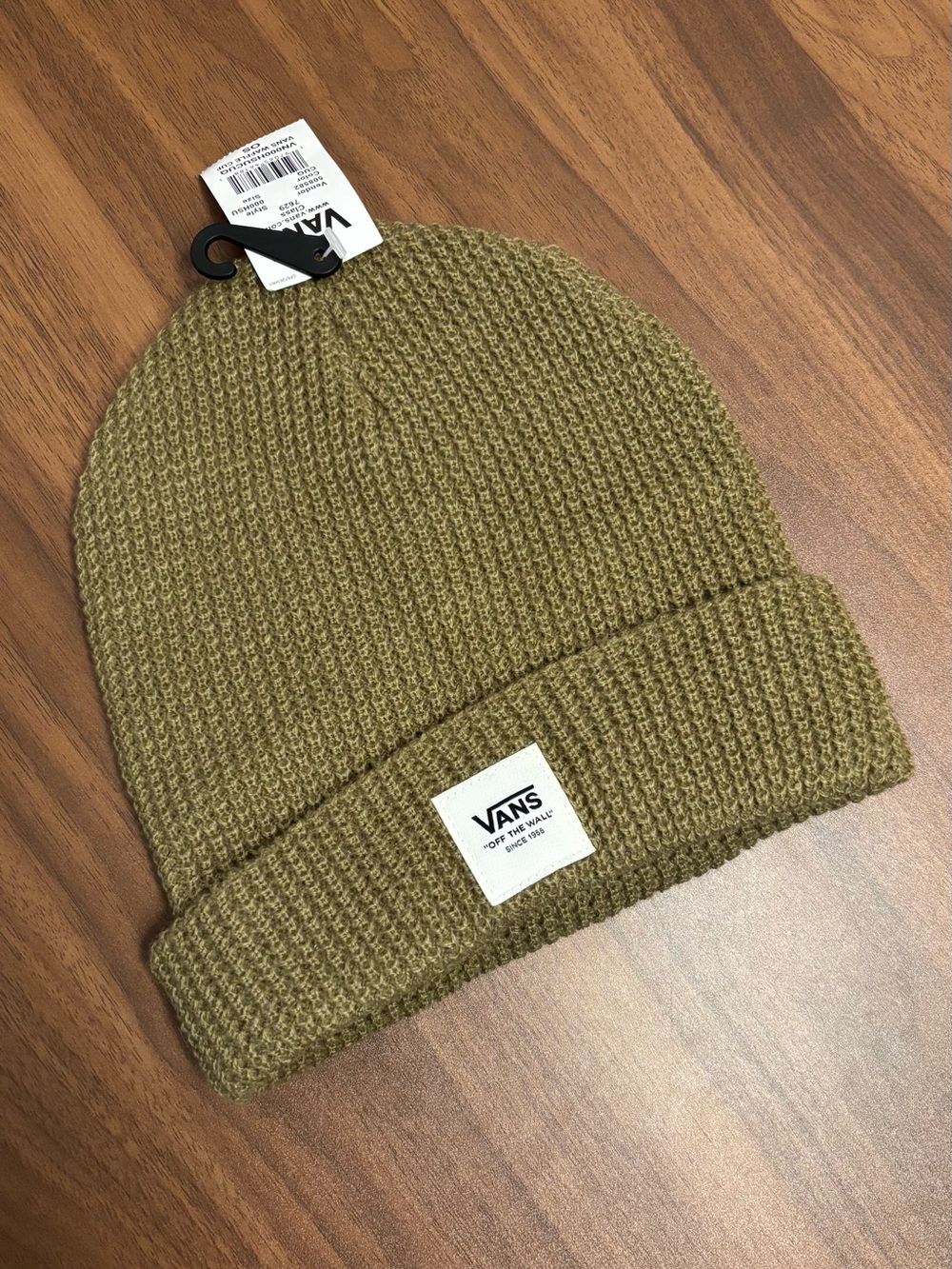Vans Olive Waffle-Knit Cuffed Beanie
